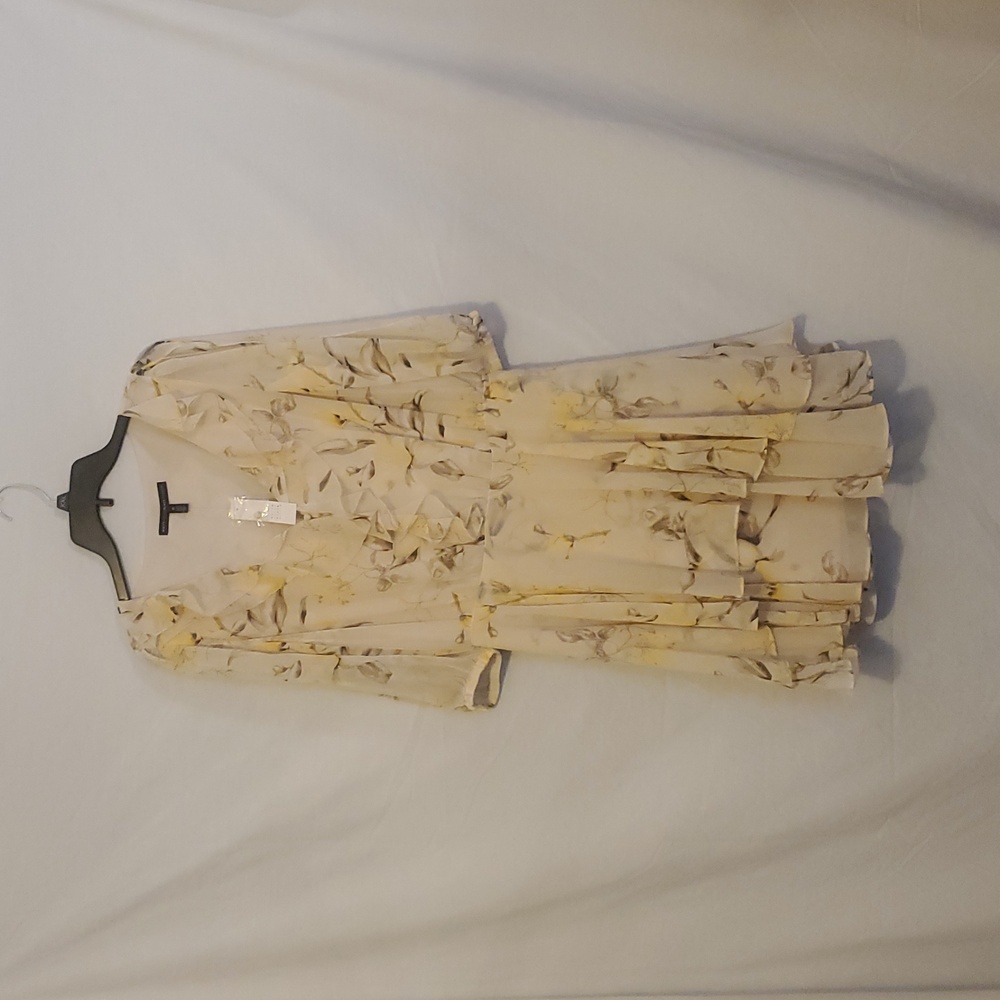 White House Black Market long sleeve ruffle pearl dust dress